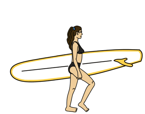 Girl holding surfboarding in hers arm